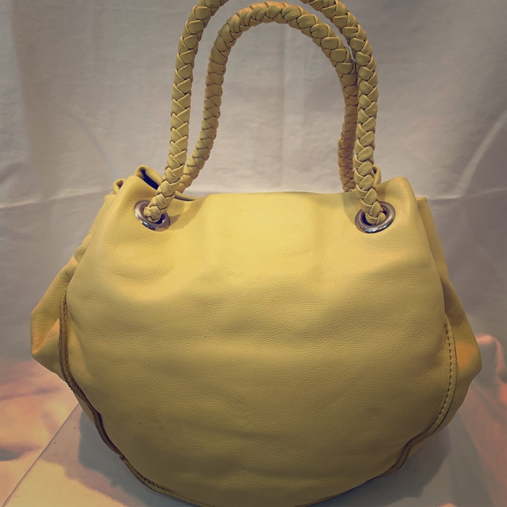Pale yellow drawstring bucket mini